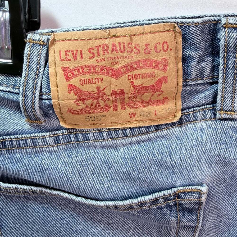 Levi's 505 Regular Fit Straight Leg Jeans, Men's Size 42x32, Light Wash Denim